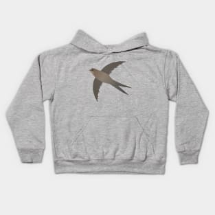 Common swift flying in the air Kids Hoodie